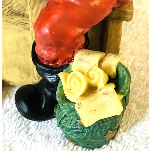 Santa and Elf Vintage Figurine Toys Checking Christmas List 6" Stocking Hanger - Picture 9 of 14